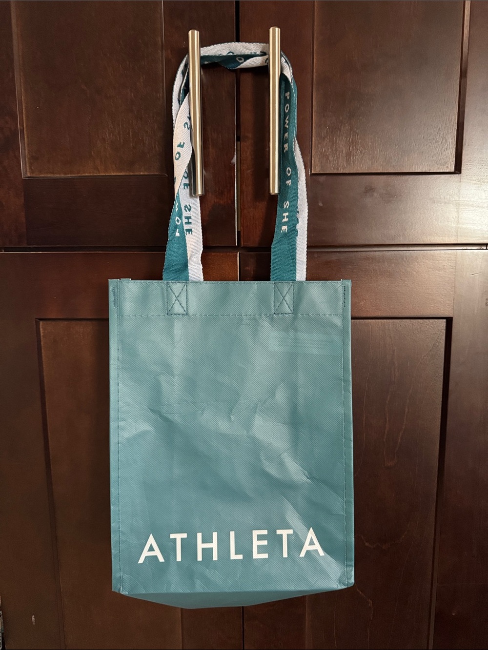 Athleta Teal Logo Tote with Contrast Straps